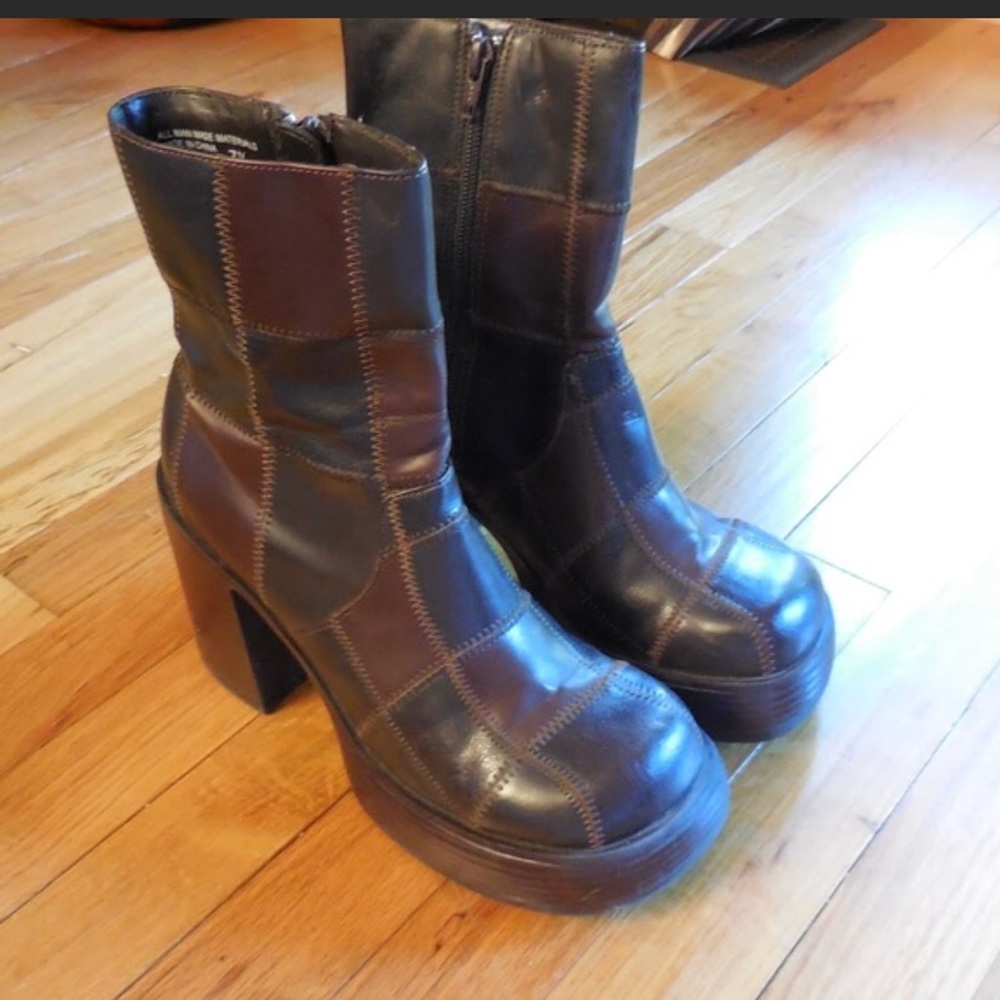 Brown Patchwork Boot